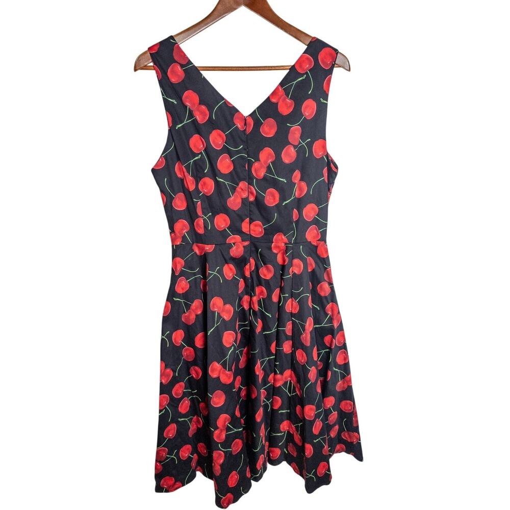 Eva Rose Cherry Print Fit & Flare Cotton Midi Dress Made USA Size Large - Picture 5 of 6